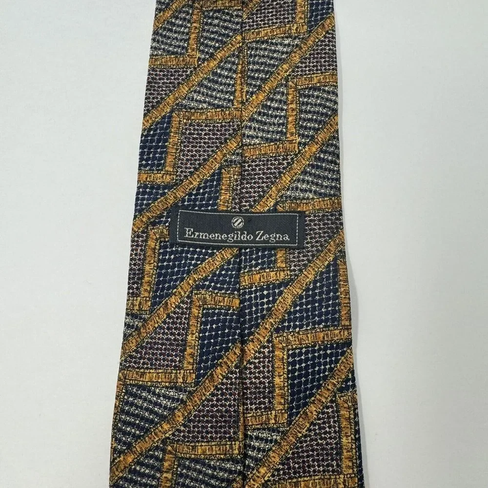 Ermenegildo Zegna Multicolor Geometric Triangle Silk Italy Tie‎ 59